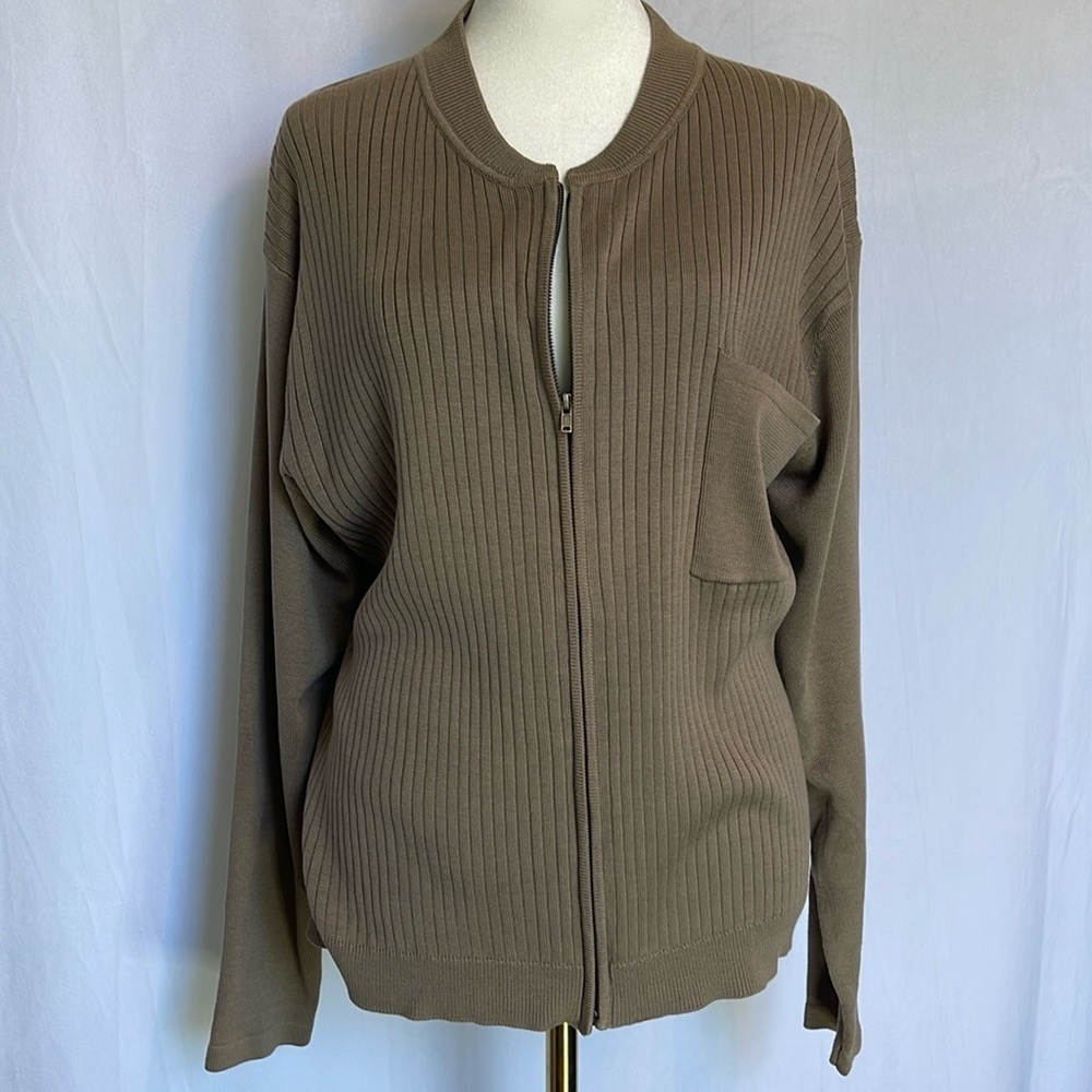 Chico's Ribbed Zip-Up Cardigan - Picture 1 of 8